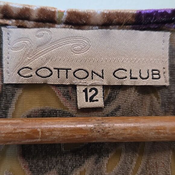 Cotton Club Velvet Burnout Top Size 12 Whimsigoth Maximalism Sheer Artsy Tassel - Picture 2 of 15